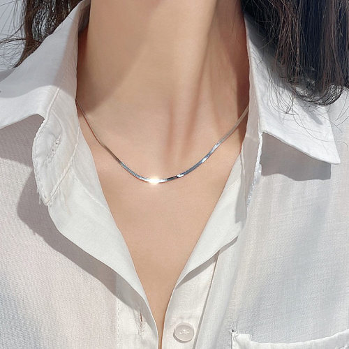 Simple Style Commute Solid Color Stainless Steel  Stainless Steel Plating Silver Plated Necklace