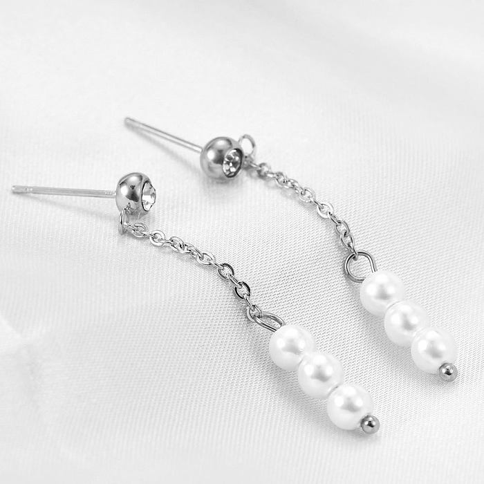 Boucles d'oreilles pendantes en acier inoxydable, plaqué or 18 carats, incrusté de perles de Zircon, nouveau Style