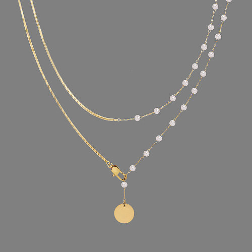 Collier long plaqué or 18 carats avec perles Sweet Commute de style vintage