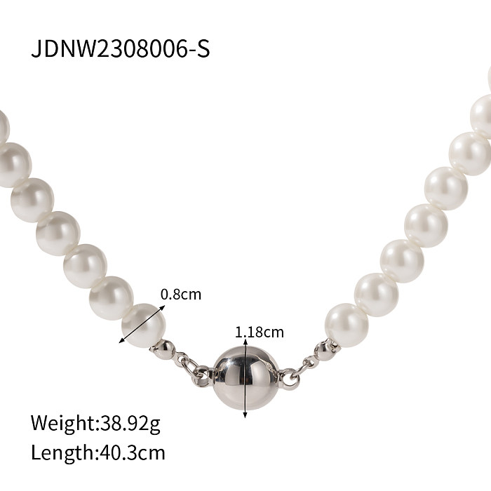 Collier plaqué or 18 carats en acier inoxydable avec perles de style IG