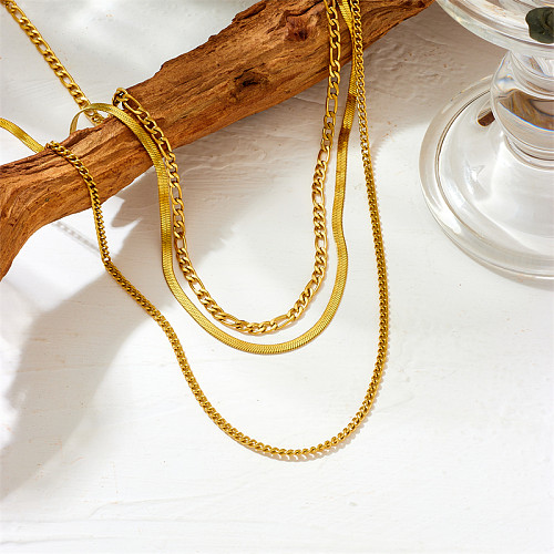 Colar com pingente banhado a ouro, estilo simples, cor sólida, aço inoxidável