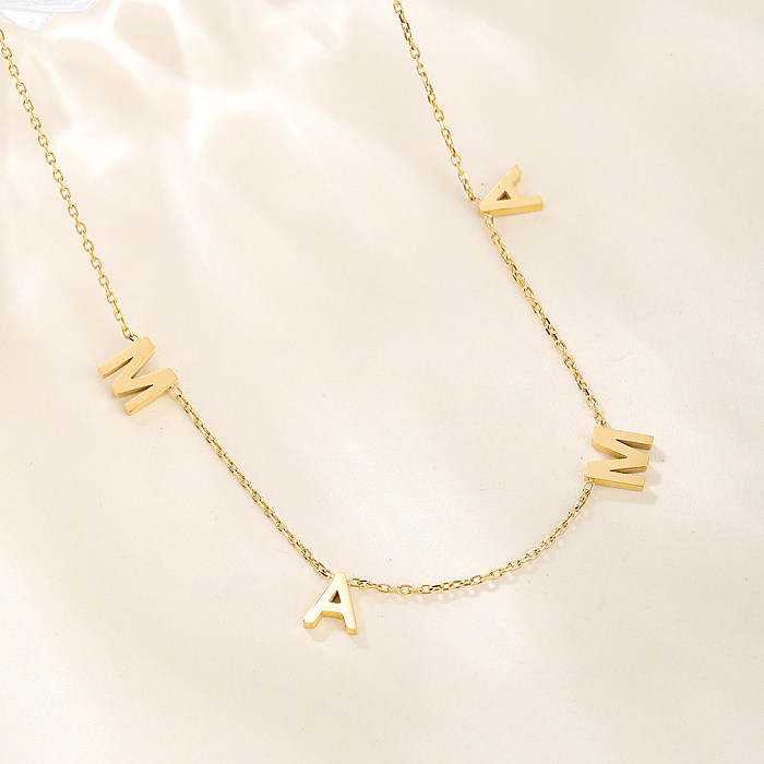 IG Style Simple Style Letter Stainless Steel  Stainless Steel Polishing Plating 18K Gold Plated Gold Plated Necklace