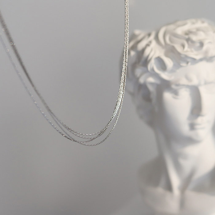 Mehrschichtige Halsketten im Retro-Stil mit geometrischer Edelstahlbeschichtung, 1 Stück