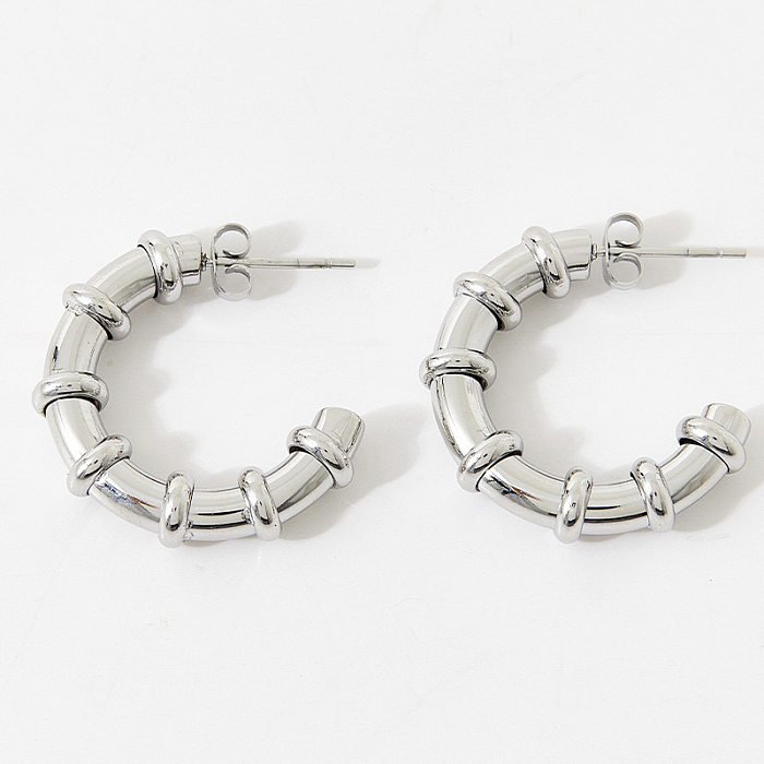 Fashion C Shape Stainless Steel  Hoop Earrings Plating Stainless Steel  Earrings