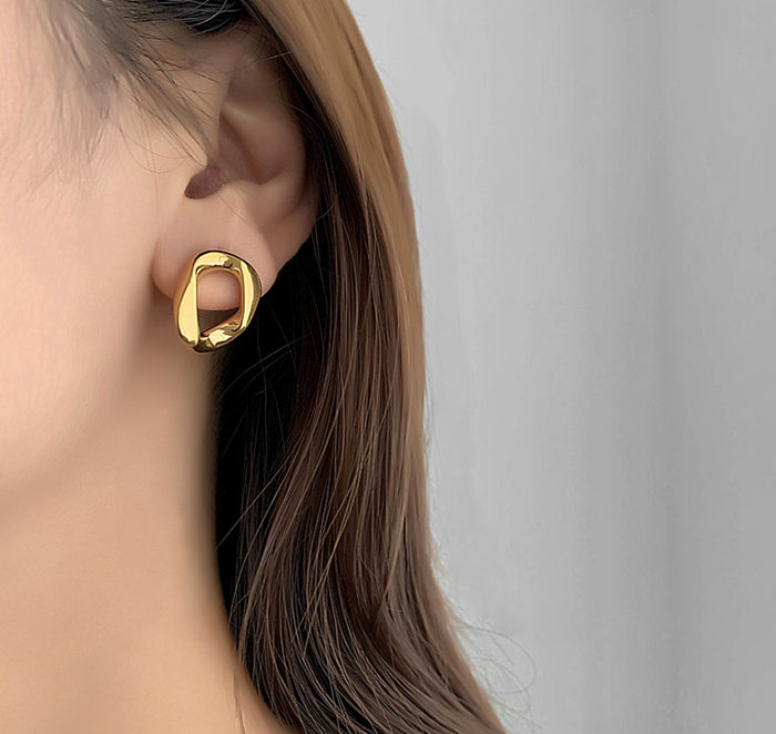 Boucles d'oreilles géométriques simples torsadées en acier inoxydable, bijoux, vente en gros