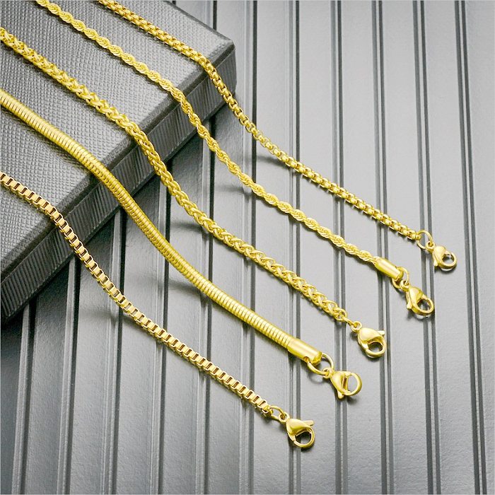Collar de cadena chapado en acero inoxidable geométrico de estilo simple 1 pieza