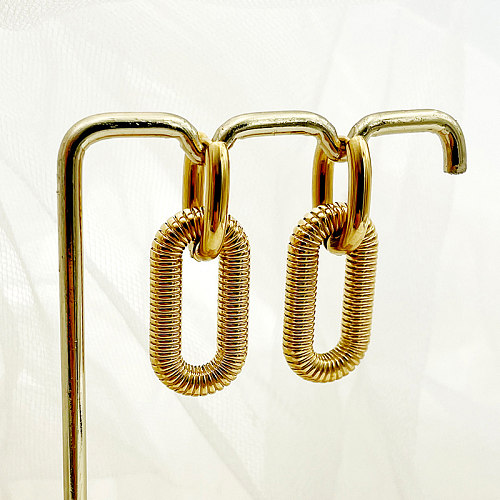 1 Paar lässige, ovale, vergoldete Ohrhänger aus Edelstahl für den Arbeitsweg