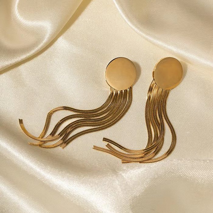 Boucles d'oreilles pendantes en acier inoxydable plaqué or 1 carats, style décontracté et simple, style streetwear, couleur unie, 18 pièce