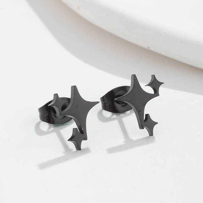 Brincos de orelha revestidos de aço inoxidável estrela estilo simples 1 par