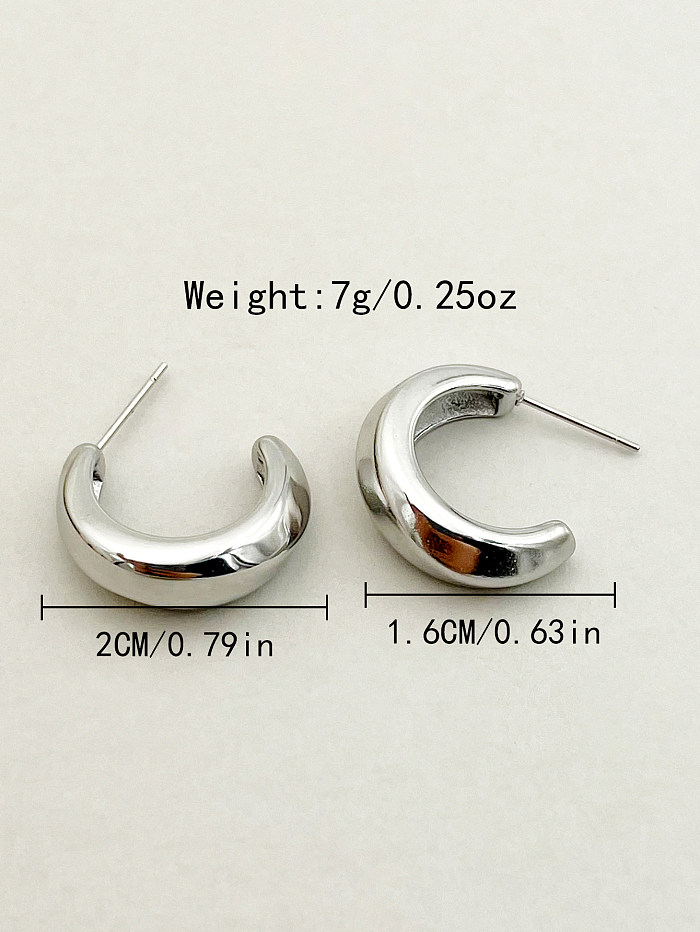 1 paire de clous d'oreilles en acier inoxydable polis en forme de C, Style Simple