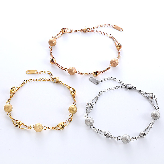 Casual Romantic Shiny Infinity Roman Numeral Butterfly Stainless Steel Beaded Hollow Out Inlay Artificial Gemstones 18K Gold Plated Rose Gold Plated Bracelets
