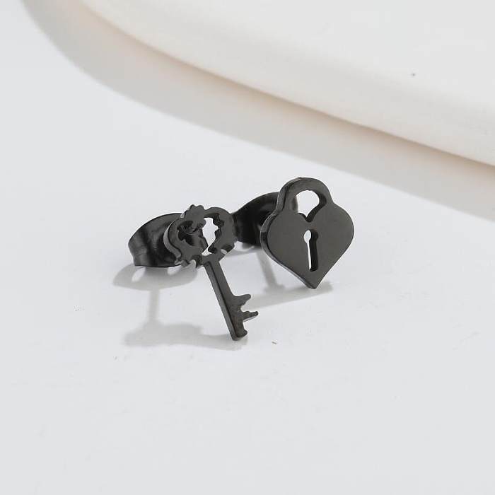 Fashion Key Lock Stainless Steel Ear Studs Plating No Inlaid Stainless Steel  Earrings