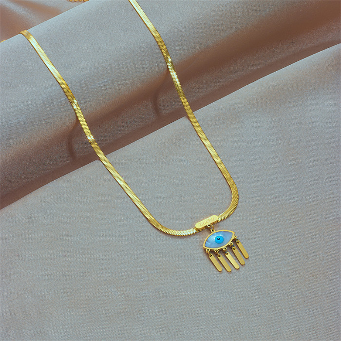 Basic-Halskette mit Anhänger „Teufelsauge“ aus Edelstahl, vergoldet, 1 Stück