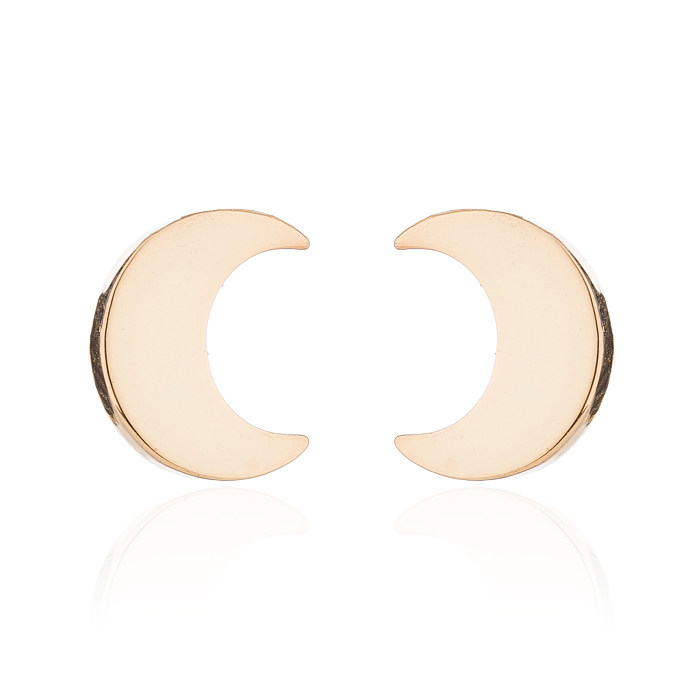 1 par de brincos de orelha banhados a ouro 18K, estilo simples e bonito, estilo clássico, lua