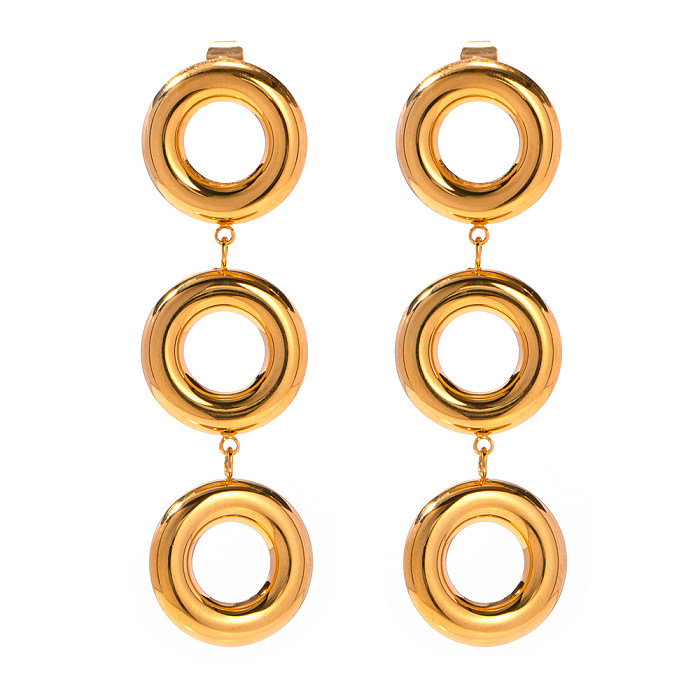 1 Pair IG Style Simple Style Circle Plating Hollow Out Stainless Steel  18K Gold Plated Drop Earrings