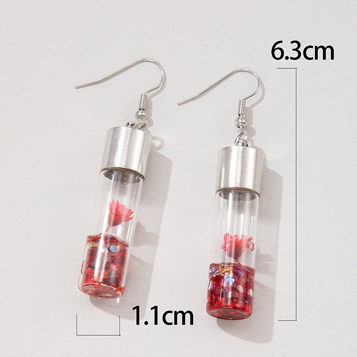 1 Pair Glam Romantic Rose Stainless Steel  Drop Earrings