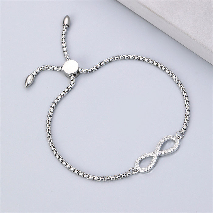 Accessories Stainless Steel Color Zircon Adjustable Bracelet