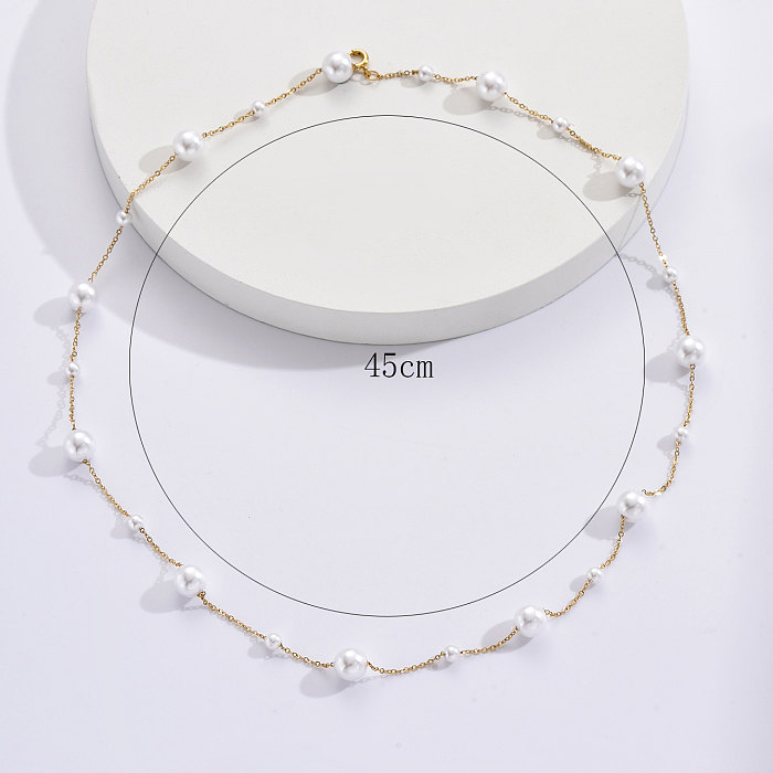 Luxurious Geometric Stainless Steel  Pendant Necklace Tassel Pearl Stainless Steel  Necklaces 1 Piece