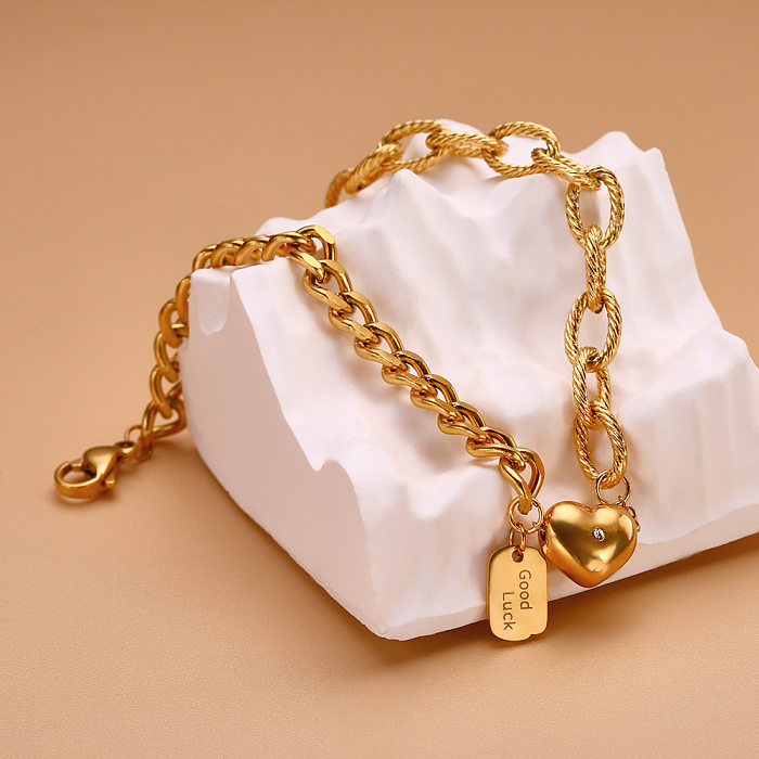 Bracelets en acier titane en forme de coeur avec lettre de style IG