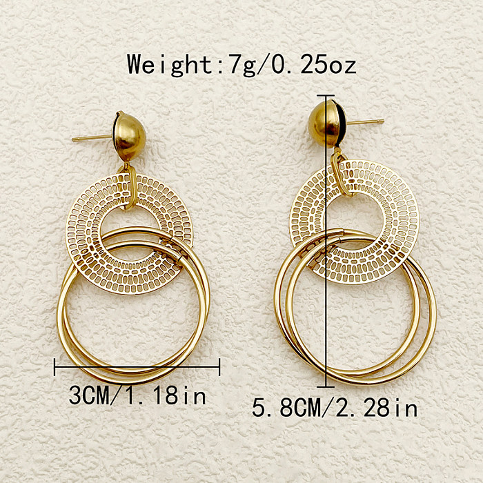 1 paire de boucles d'oreilles pendantes en acier inoxydable plaqué or, style rétro artistique décontracté