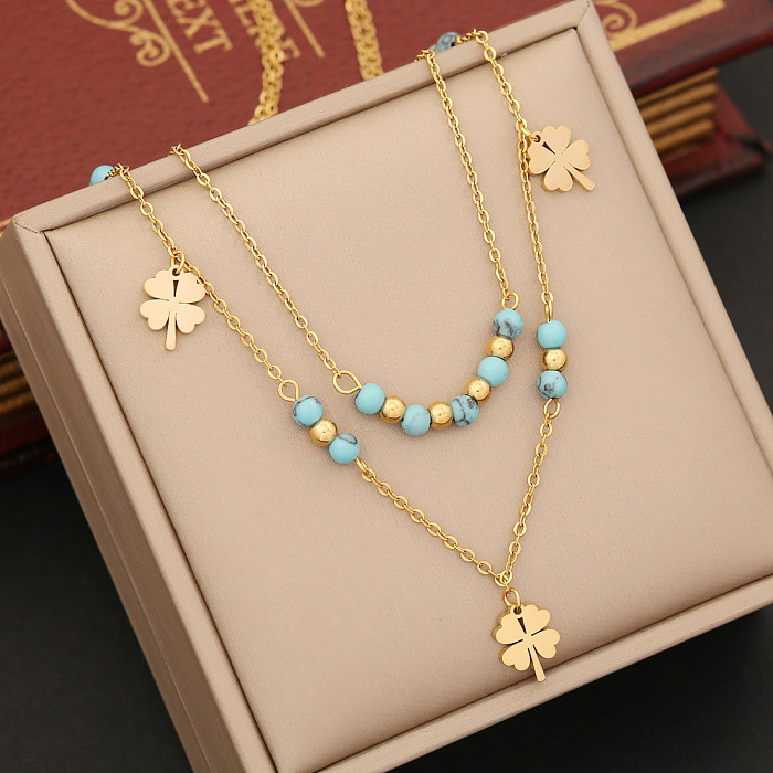 Wholesale Simple Style Star Flower Stainless Steel  Pendant Necklace