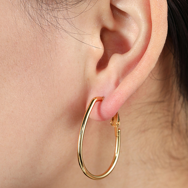 1 paire de boucles d'oreilles plaquées en acier inoxydable, Style Simple, en forme de U
