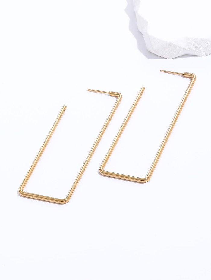 Fashion Creative Stainless Steel  Electroplating 18K Gold Hollow Square Earrings