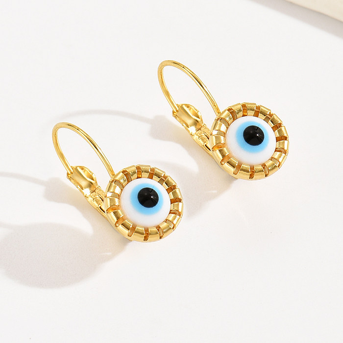 1 Pair Casual Ethnic Style Eye Plating Inlay Stainless Steel  Resin 18K Gold Plated Earrings
