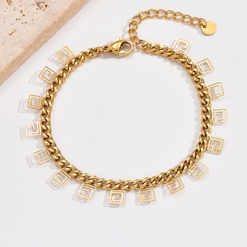 Modern Style Geometric Solid Color Stainless Steel Plating 14K Gold Plated Bracelets