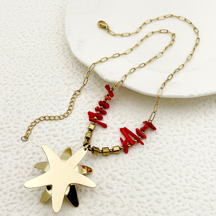 Commute Flower Stainless Steel  Plating Gold Plated Necklace