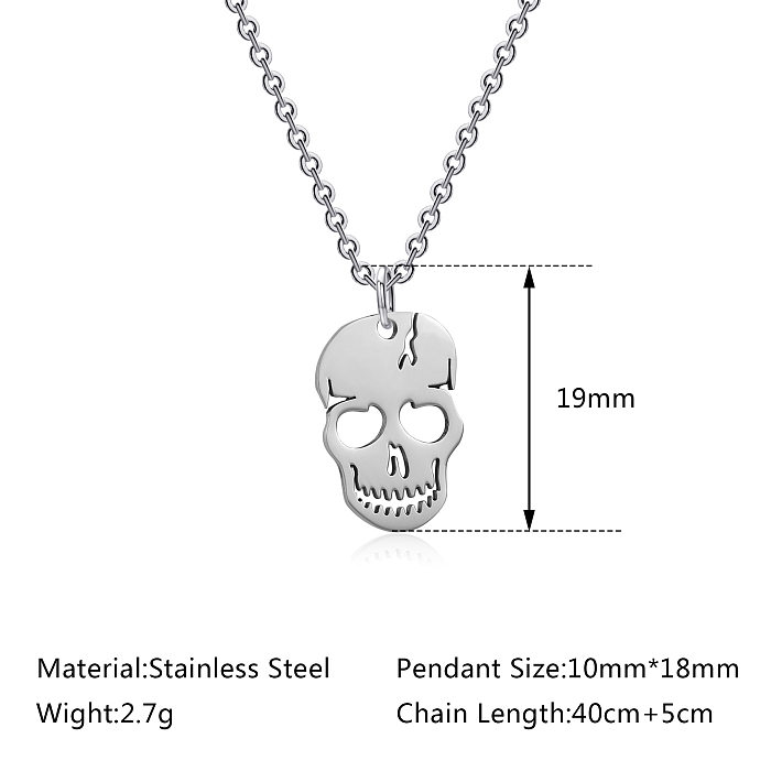 Hip-Hop Skull Stainless Steel  Stainless Steel Patchwork Pendant Necklace