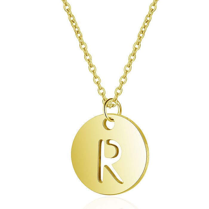 Collier pendentif plaqué or avec chaîne plaquée en acier inoxydable avec lettres de Style Simple