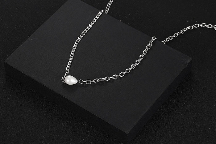 Hip-Hop Solid Color Stainless Steel Necklace In Bulk