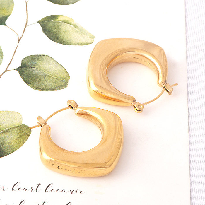 1 Pair Simple Style Geometric Plating Stainless Steel 18K Gold Plated Earrings