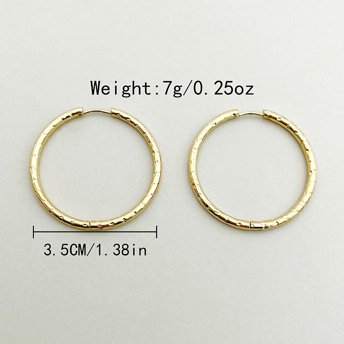 1 Pair Simple Style Round Stainless Steel  Metal Polishing Plating Gold Plated Hoop Earrings