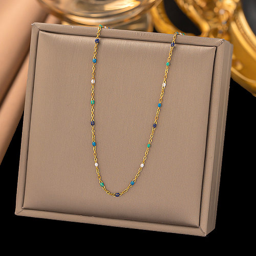 Vintage Style Simple Style Color Block Stainless Steel Plating 18K Gold Plated Necklace