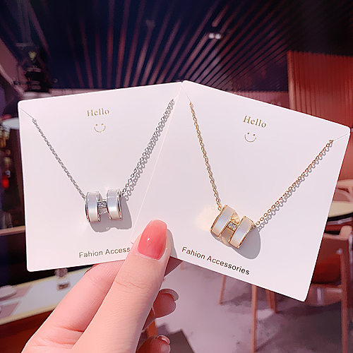 Fashion Bow Knot Stainless Steel Inlay Zircon Pendant Necklace 1 Piece