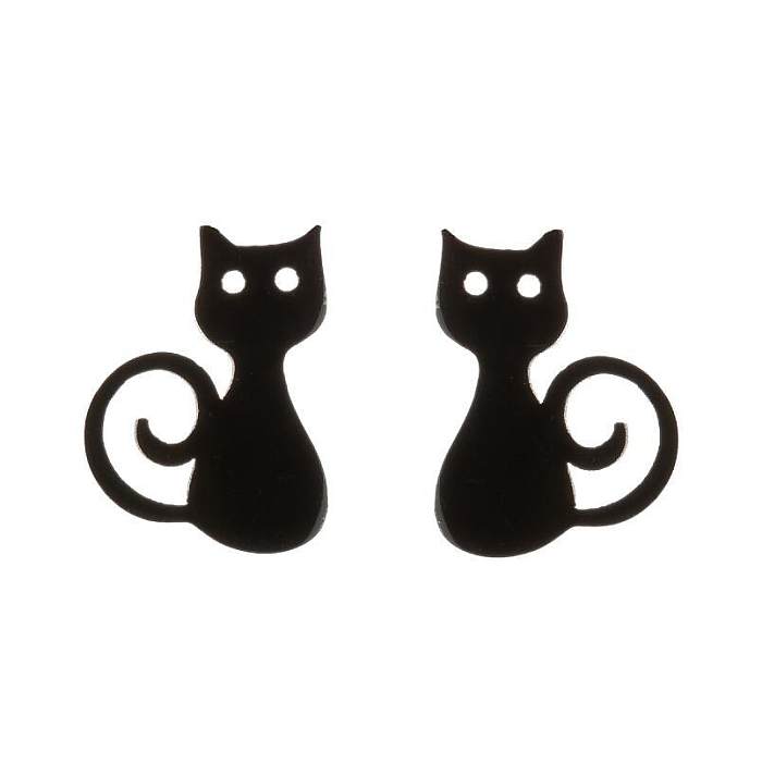Fashion Cat Stainless Steel  Ear Studs 1 Pair