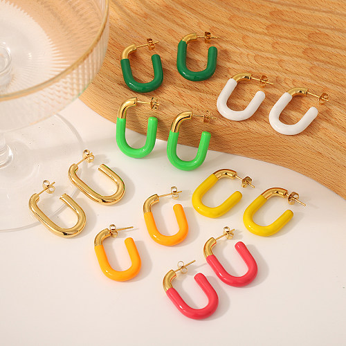 1 Pair Simple Style U Shape Polishing Plating Stainless Steel  18K Gold Plated Hoop Earrings