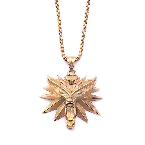 Fashion Wolf Stainless Steel Plating Pendant Necklace 1 Piece