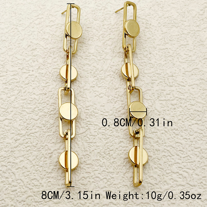 1 Piece Simple Style Roman Style Round Solid Color Patchwork Plating Stainless Steel  Gold Plated Drop Earrings