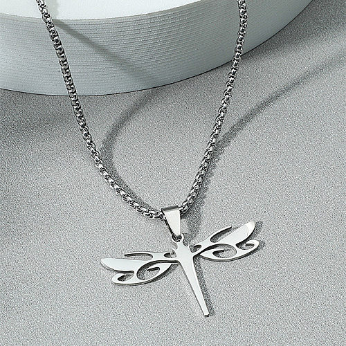 Fashion Simple Stainless Steel  Hollow Dragonfly Necklace Wholesale jewelry