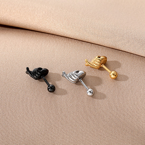 1 Piece Japanese Style Simple Style Korean Style Gesture Stainless Steel  Ear Studs