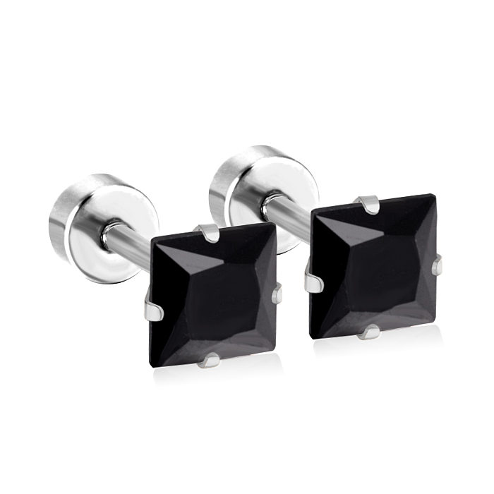 Simple Style Geometric Stainless Steel  Zircon Ear Studs 1 Pair