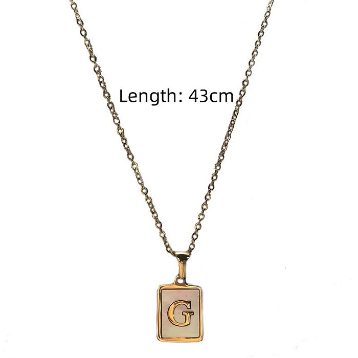 Fashion Letter Stainless Steel Pendant Necklace Metal Inlay Shell Stainless Steel  Necklaces