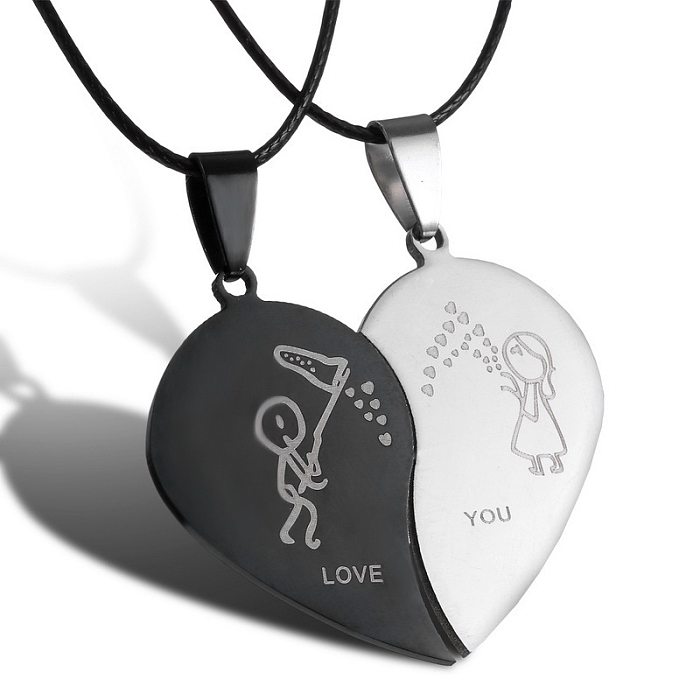 Fashion Heart Shape Stainless Steel  Plating Pendant Necklace