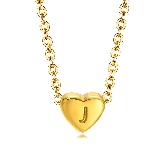 Collier avec pendentif en forme de lettre et de cœur, plaqué acier inoxydable, 1 pièce
