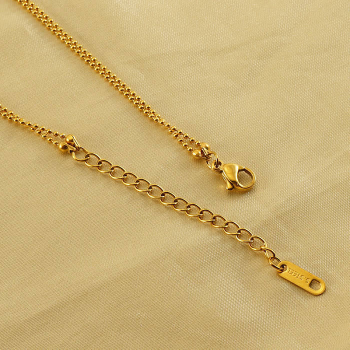 Simple Style Solid Color Stainless Steel  Layered Plating 18K Gold Plated Layered Necklaces