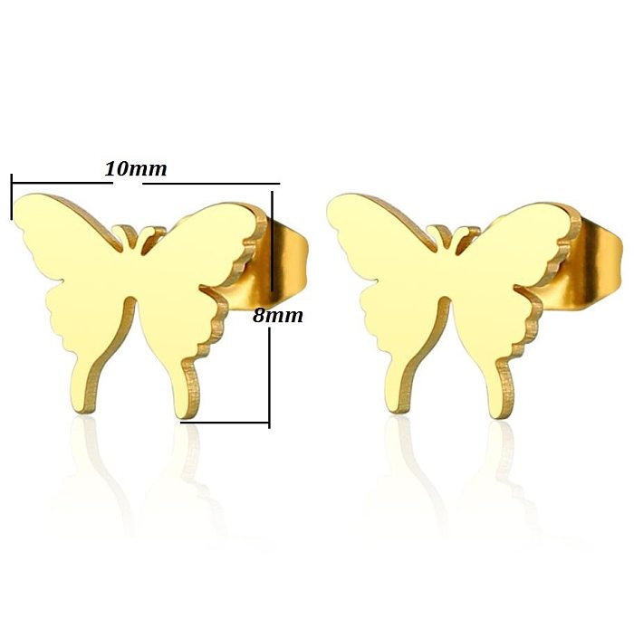 1 Pair Sweet Butterfly Stainless Steel Plating Ear Studs