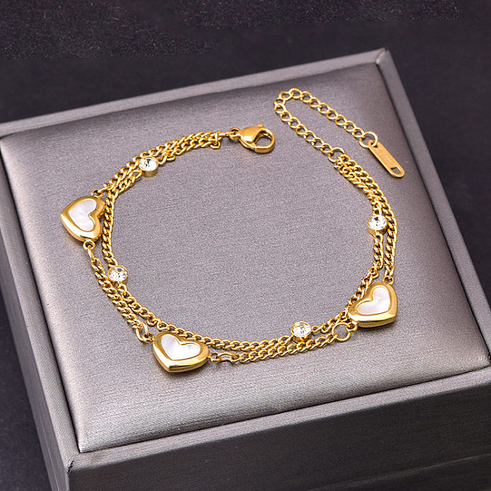 Wholesale Simple Style Heart Shape Titanium Steel Shell Bracelets